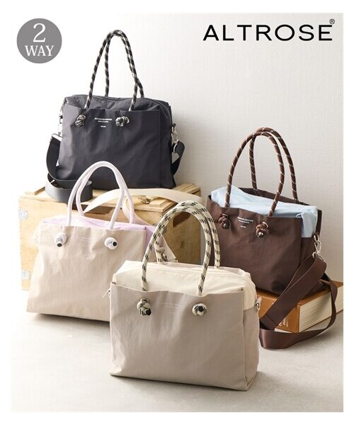 nissen（ニッセン）の「ALTROSE（アルトローズ）ロープ持ち手2WAYポリエステルスクエアトート（トートバッグ・メンズ・ブラック/ブラウン/グレー/アイボリー・Y）」の2枚目の写真