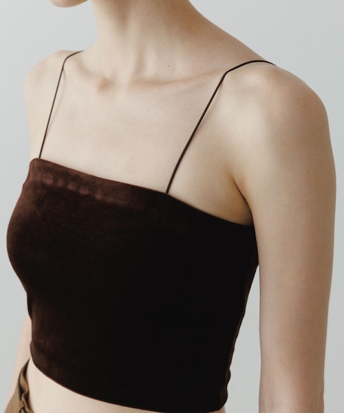ADAM ET ROPE'（アダムエロペ）の「【EMOELLE】カップ付きベロアキャミソール（キャミソール・レディース・グレー/ダークブラウン系・F）」の5枚目の写真