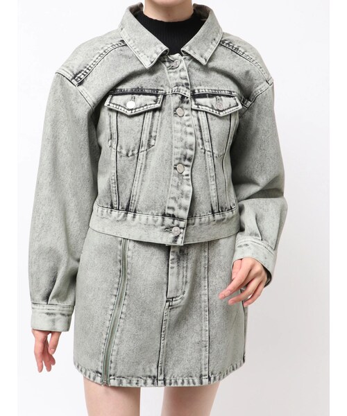 MURUA（ムルーア）の「2wayデニムジャケット【セット販売対象】（デニムジャケット・レディース・アイボリー/ブラック/ピンク/ミントグリーン・F）」の6枚目の写真