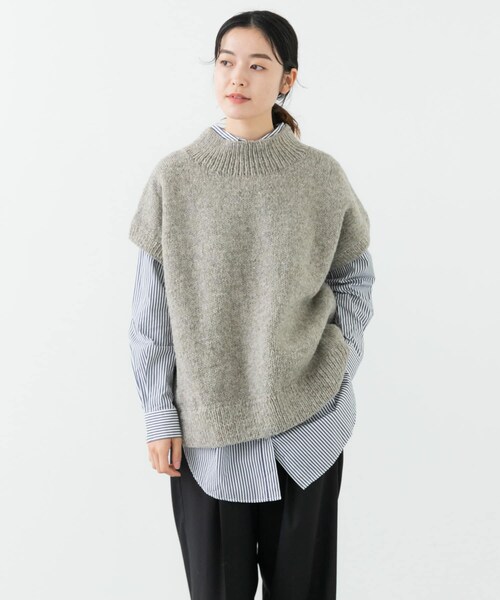 かぐれ（カグレ）の「ペルーワイドニットベスト（ベスト・レディース・IVORY/GRAY・FREE）」の11枚目の写真