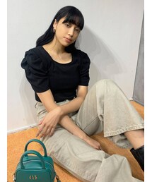 EMODA | タックスリーブリブトップ(Tシャツ/カットソー)
