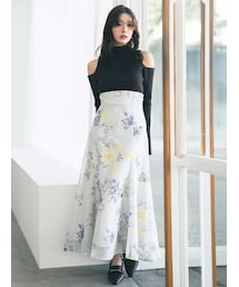 MERCURYDUO | 花柄バックレースアップフレアスカート(スカート)