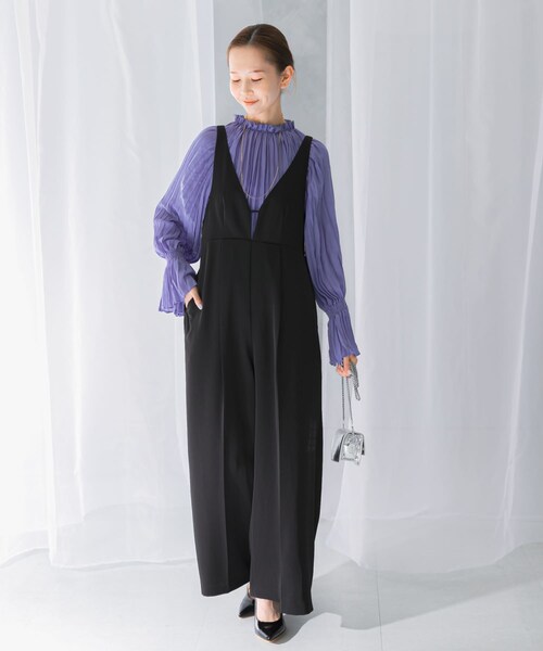 URBAN RESEARCH ROSSO（アーバンリサーチロッソ）の「ワイドパンツデザインオールインワン（サロペット/オーバーオール・レディース・BLACK/BEIGE・36/38）」の7枚目の写真