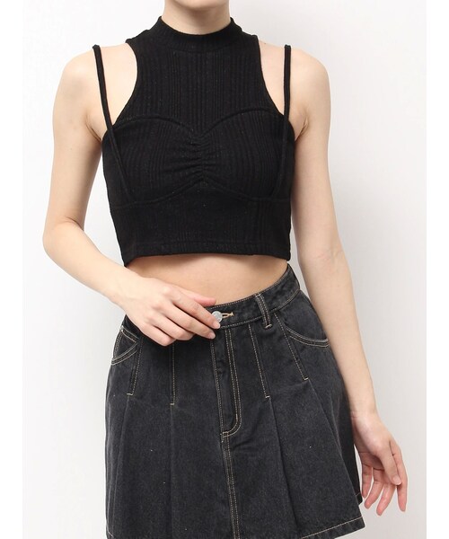 EATME（イートミー）の「ビスチェデザインラメリブTOP（タンクトップ・レディース・オフホワイト/グレー/ブラック・F）」の3枚目の写真