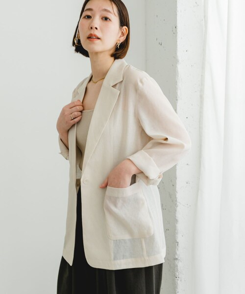 URBAN RESEARCH ROSSO（アーバンリサーチロッソ）の「F by ROSSO　シアーシャツジャケット（テーラードジャケット・レディース・MOCHA/L/BEIGE・FREE）」の22枚目の写真