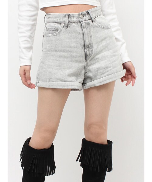 EVRIS（エヴリス）の「ヴィンテージライクカラーショートデニムパンツ【セットアップ着用可能】（その他パンツ・レディース・グレー/ブルー/インディゴ・S/M）」の5枚目の写真