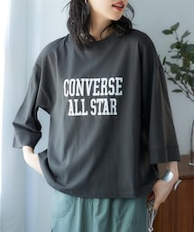 nissen | 大きいサイズ　８分袖ロゴプリントビッグＴシャツ（コンバース）(Tシャツ/カットソー)