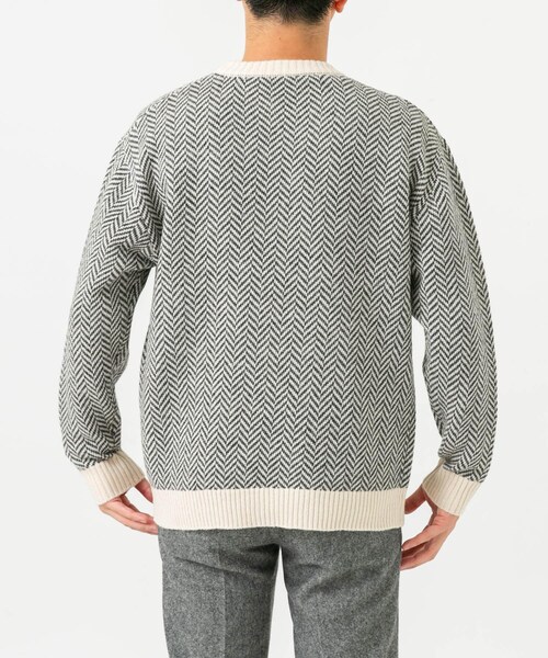 URBAN RESEARCH ROSSO（アーバンリサーチロッソ）の「『XLサイズあり』ヘリンボーン柄クルーネックニット（ニット/セーター・メンズ・IVORY/BLACK/GREIGE/NAVY/GRAY・S/M/L/XL）」の7枚目の写真
