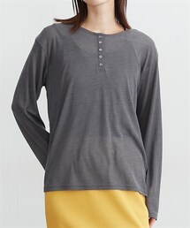 nissen | シアーリブカットソーヘンリーネックトップス(Tシャツ/カットソー)