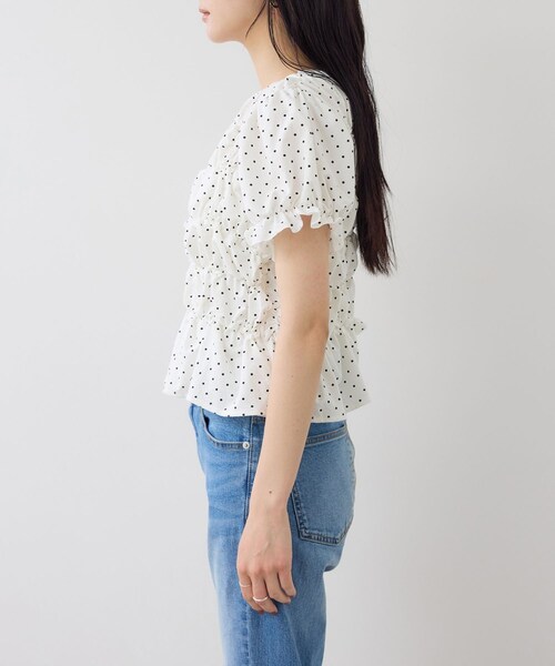VIS(ビス)の「ドット&無地アソート シャーリングデザインカットソー(Tシャツ/カットソー・レディース・ブラック/キナリ/ピンク・F)」の22枚目の写真