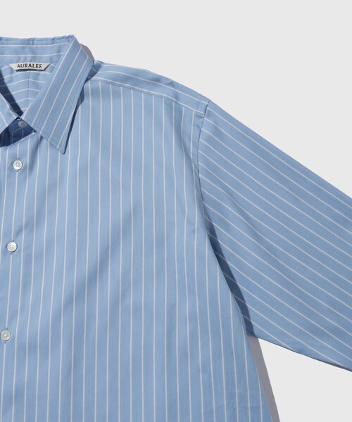 ADAM ET ROPE'(アダムエロペ)の「【AURALEE/オーラリー】COTTON SILK STRIPE SHIRT(シャツ/ブラウス・メンズ・キナリ/ブルー系・3/4/5)」の10枚目の写真