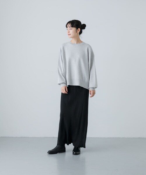 かぐれ（カグレ）の「『ユニセックス』コットンカシミヤスムースニットプルオーバー（ニット/セーター・レディース・GRAY/OATMEAL・1/2）」の10枚目の写真