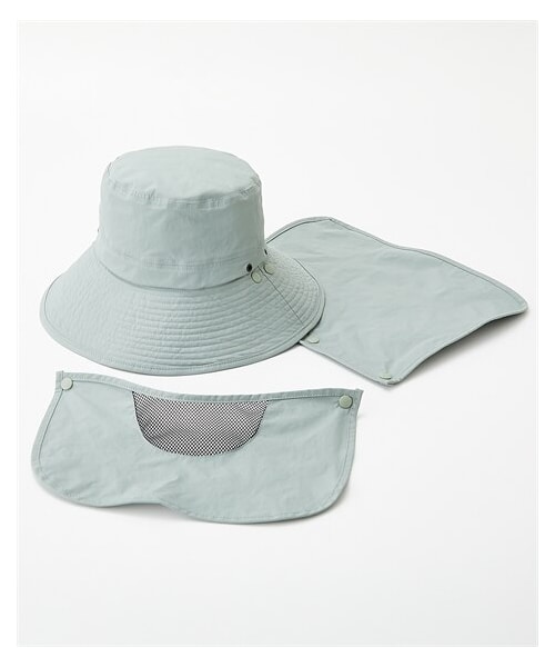 nissen（ニッセン）の「UV遮熱はっ水洗えるパッカブルつば広ハット（フェイスカバー＆垂れ付）（選べる３サイズ）（キャップ・メンズ・黒/ベージュ/ソフトカーキ・M/L/LL）」の8枚目の写真
