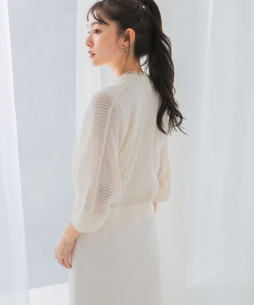 URBAN RESEARCH ROSSO（アーバンリサーチロッソ）の「柄編みフリンジカーディガン（カーディガン/ボレロ・レディース・navy/off/aqua・FREE）」の8枚目の写真