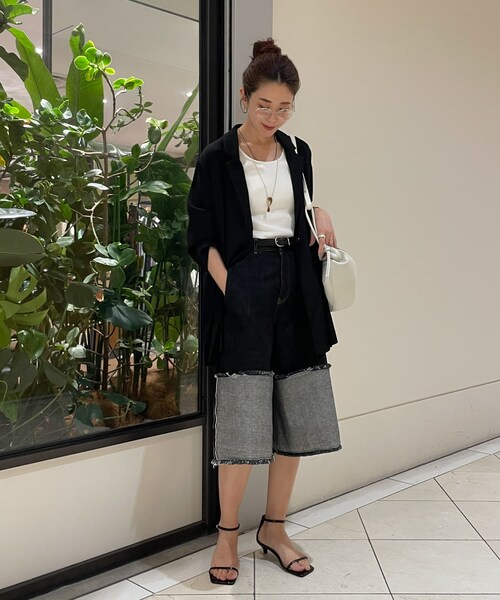 URBAN RESEARCH(アーバンリサーチ)の「LIVINGTONE DOLK4 - Flair culottes(デニムパンツ・レディース・BLK WHT/BLACK・34/36)」の5枚目の写真