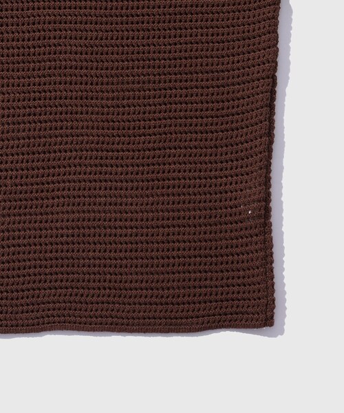 ADAM ET ROPE'（アダムエロペ）の「【AURALEE/オーラリー】TUSSAH SILK COTTON MESH KNIT SKIPPER POLO（ポロシャツ・メンズ・キナリ/ダークブラウン・3/4）」の8枚目の写真