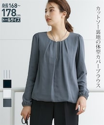nissen | 高身長 タック入バルーンブラウス (トールサイズ)(シャツ/ブラウス)
