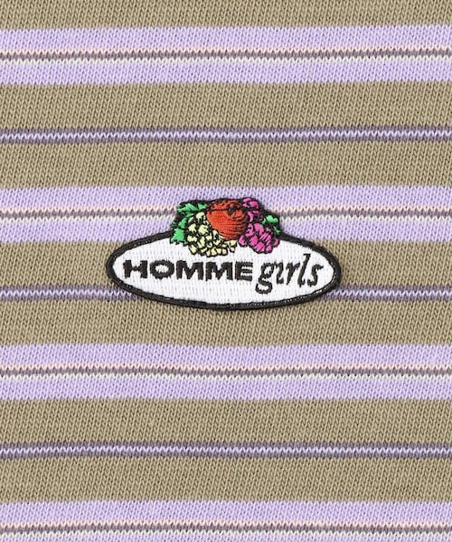 ADAM ET ROPE'(アダムエロペ)の「【HOMME girls×FRUIT OF THE LOOM】Striped Long Sleeve Polo(ポロシャツ・レディース・ラベンダー・S)」の9枚目の写真