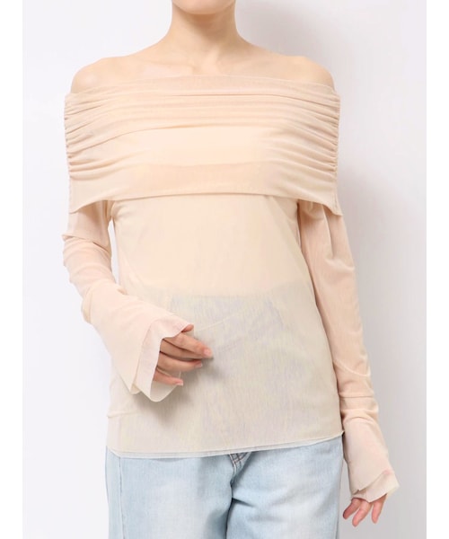 LAGUNAMOON（ラグナムーン）の「フレアスリーブオフショルチュールトップス（Tシャツ/カットソー・レディース・アイボリー/ブラック/イエロー/ミックス・F）」の7枚目の写真