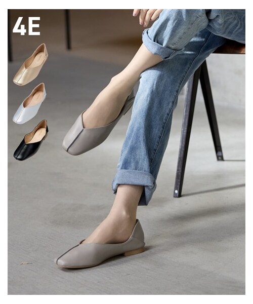 nissen（ニッセン）の「【ゆったり幅広】スクエアトゥセンターシームバブーシュ（低反発中敷）（ワイズ４Ｅ）（パンプス・メンズ・黒/オーク/パイソン柄/シャンパンゴールド/シルバー/グレージュ・M=23.0~23.5cm/4E/L=24.0~24.5cm/4E/LL=25.0~25.5cm/4E/3L=26.0~26.5cm/4E）」の2枚目の写真