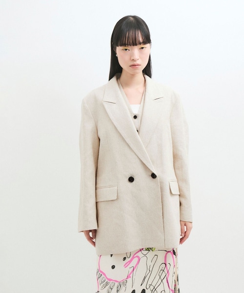 ADAM ET ROPE'（アダムエロペ）の「リネンMIXオーバージャケット（テーラードジャケット・レディース・キナリ/ベージュ・F）」の13枚目の写真