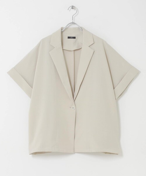 ITEMS URBANRESEARCH(アイテムズ アーバンリサーチ)の「『イージーケア/接触冷感/UVカット』SMOOTH LINEN TOUCH 半袖ジャケット(テーラードジャケット・レディース・OFF/BLK・Free)」の9枚目の写真