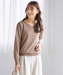 nissen | 大きいサイズ優しい肌触りの定番Vネックニットセーター(ニット/セーター)