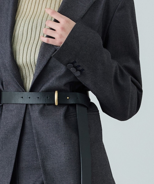 ROPE'（ロペ）の「トリアセツイル シングルテーラードジャケット(デニムライク)/セットアップ対応（テーラードジャケット・レディース・ブラック/ネイビー系・36/38）」の8枚目の写真