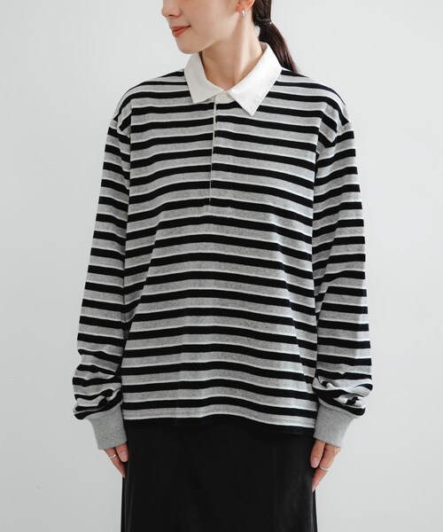 URBAN RESEARCH（アーバンリサーチ）の「『UR TECH』ベロアボーダーラガーシャツ（Tシャツ/カットソー・レディース・CHERRY RED/GRAY・FREE）」の12枚目の写真