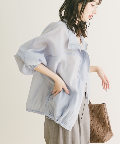 ITEMS URBANRESEARCH(アイテムズ アーバンリサーチ)の「シアースタンドブルゾン(ブルゾン・レディース・MILK/BLU/GRY・Free)」の3枚目の写真
