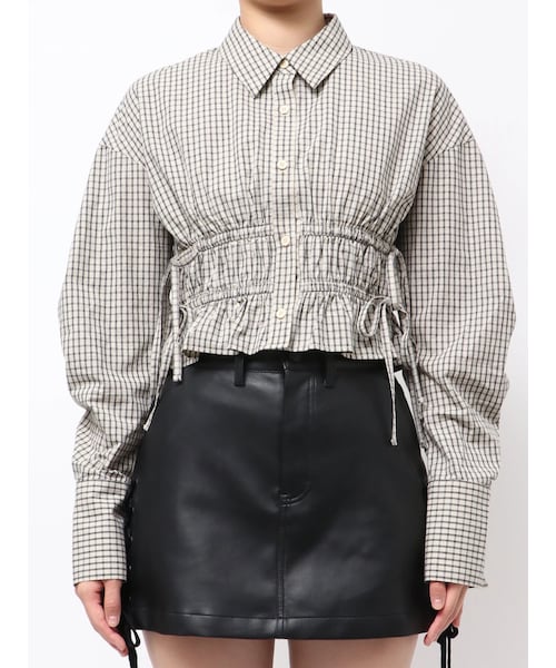 EMODA（エモダ）の「サイドリボンストリングシャツ（シャツ/ブラウス・レディース・ホワイト/グレー/ブラック/ブルー/ライトミックス・F）」の6枚目の写真