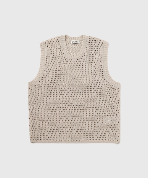 ADAM ET ROPE'(アダムエロペ)の「【COOR/クアー】ORGANIC CROCHET KNIT VEST(ベスト・メンズ・キナリ・L/M)」の3枚目の写真