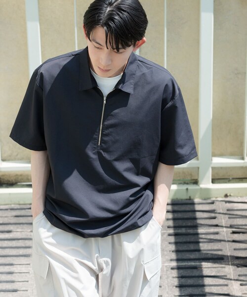 ITEMS URBANRESEARCH（アイテムズ アーバンリサーチ）の「『UVカット』クールタッチナイロン ハーフジップ プルオーバーシャツ（シャツ/ブラウス・メンズ・BLK/OFF/KHK・M/L）」の13枚目の写真