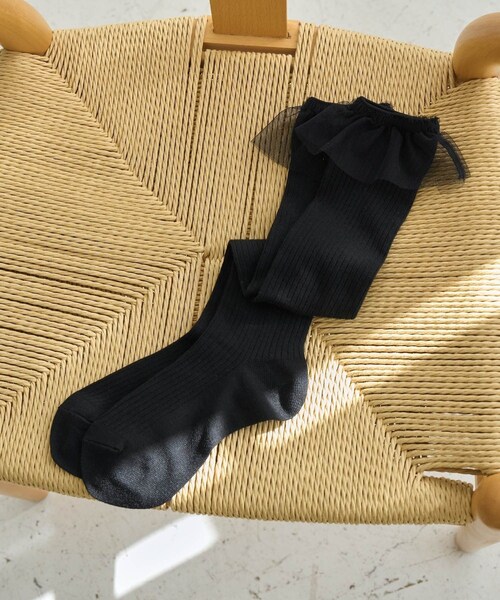 ROPE' PICNIC（ロペピクニック）の「【KIDS】チュールロングソックス（ソックス/靴下・キッズ・ブラック/ホワイト・F）」の2枚目の写真