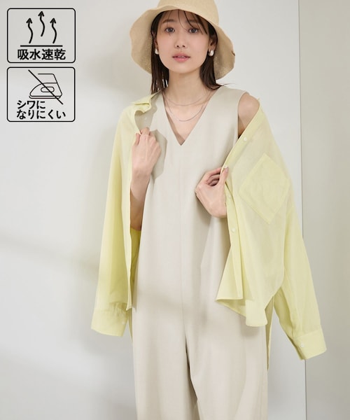 ROPE' PICNIC(ロペピクニック)の「【吸水速乾・防シワ】エフォートレスリラックスオールインワン(つなぎ/オールインワン・レディース・チャコール/ライトグレー/ベージュ・36/38)」の5枚目の写真