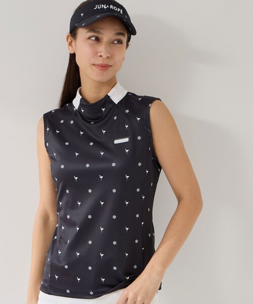 ROPE'（ロペ）の「小紋総柄プリントノースリーブプルオーバー/UV・接触冷感（Tシャツ/カットソー・レディース・ブラック/ホワイト/ベージュ・L/M/S）」の14枚目の写真