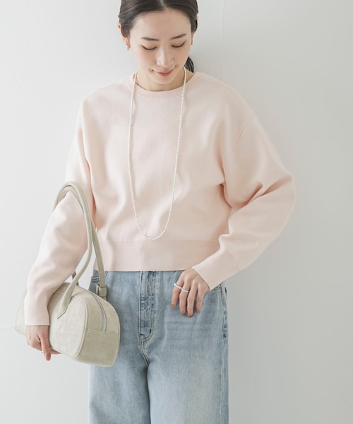 URBAN RESEARCH（アーバンリサーチ）の「ダブルフェイスクルーネックニット（ニット/セーター・レディース・ICE GRAY/PINK/NAVY・Free）」の5枚目の写真