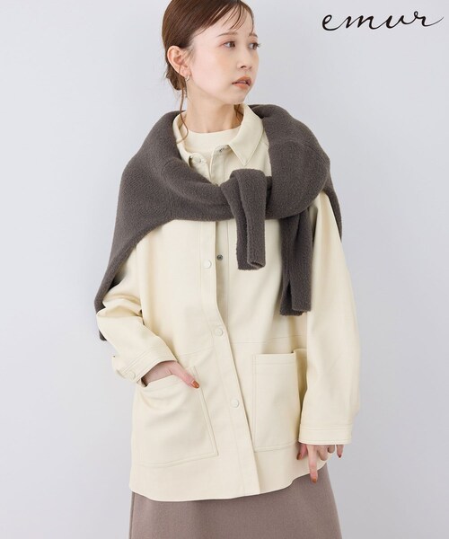 ROPE' PICNIC(ロペピクニック)の「【emur/エミュール・J'aDoRe限定】シンセティックレザージャケット(その他アウター・レディース・ブラック/ベージュ系・38)」の7枚目の写真