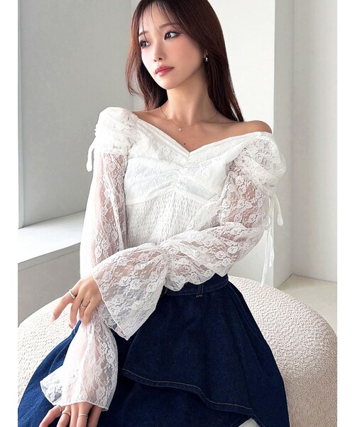 RESEXXY（リゼクシー）の「レイヤードオフショルブラウス（シャツ/ブラウス・レディース・ホワイト/ブラック/オレンジ・F）」の2枚目の写真