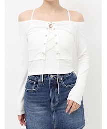 EVRIS | 2WAYリブアンサンブルオフショルトップス(Tシャツ/カットソー)