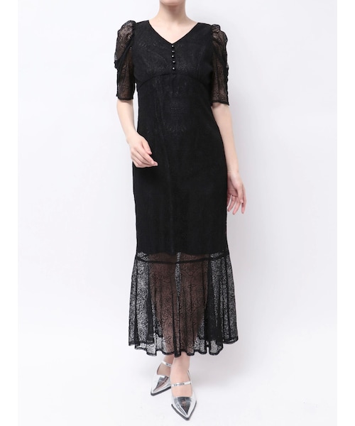 MERCURYDUO（マーキュリーデュオ）の「レースナローマーメイドワンピース（ドレス・レディース・ブラック/ラベンダー・S/M）」の12枚目の写真