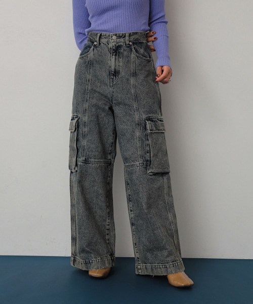SENSE OF PLACE by URBAN RESEARCH(センスオブプレイスバイアーバンリサーチ)の「ヴィンテージデニムワイドパンツ(デニムパンツ・レディース・GRAY/L.INDIGO・S/M)」の1枚目の写真