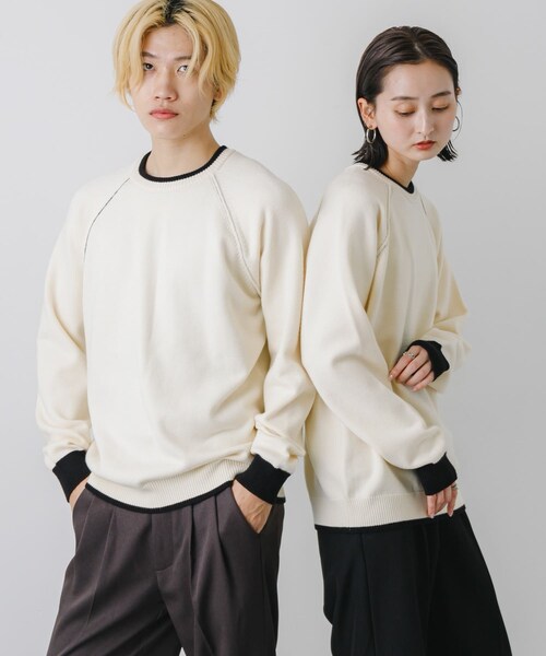 SENSE OF PLACE by URBAN RESEARCH（センスオブプレイスバイアーバンリサーチ）の「『ユニセックス』『洗濯可』ストレッチリブハイショクラインニット（ニット/セーター・メンズ・BLACK/CHARCOAL/IVORY/BROWN/L.BLUE・M/L）」の13枚目の写真