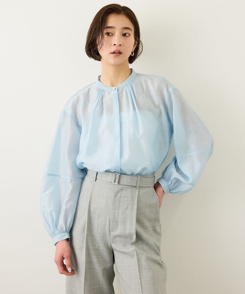 ROPE'(ロペ)の「キュプラシルクボリュームスリーブブラウス/イージーケア(シャツ/ブラウス・レディース・サックス/ピンク系・F)」の4枚目の写真
