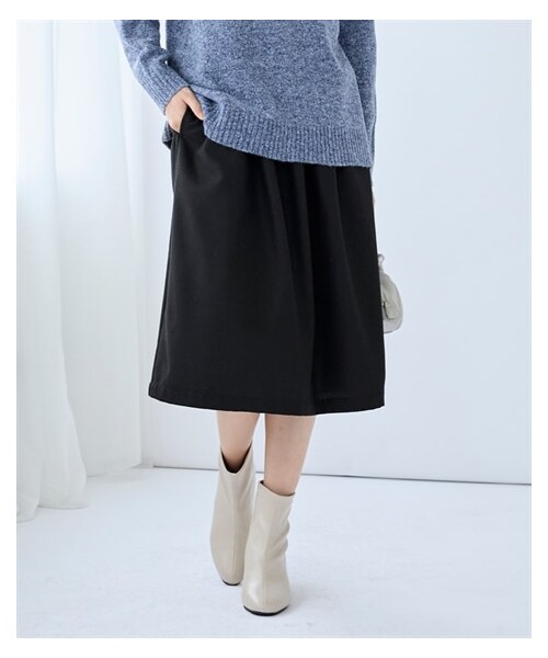 nissen（ニッセン）の「大きいサイズ （吸湿発熱）ウエストリブスカート（スカート・レディース・ブラック/チャコールグレー/ヘリンボーン/ブルー系チェック・L/LL/3L/4L/5L/6L/8L/10L）」の11枚目の写真