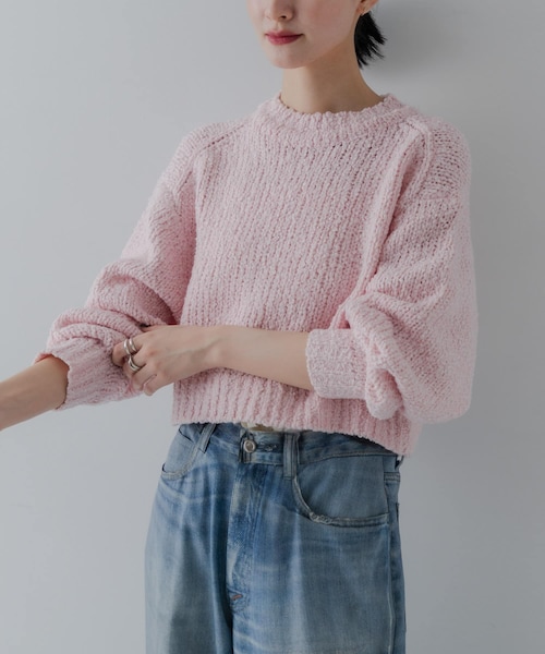 URBAN RESEARCH（アーバンリサーチ）の「バルキーブークレニット（ニット/セーター・レディース・OFF WHITE/PINK/BLACK MIX・Free）」の3枚目の写真