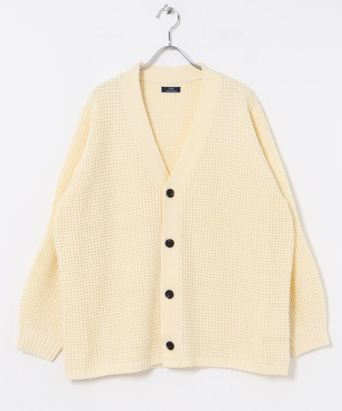 ITEMS URBANRESEARCH(アイテムズ アーバンリサーチ)の「ワッフル編み Vネックニットカーディガン(カーディガン/ボレロ・メンズ・MOC/OFF/BLK/CHA/OLV・S/M/L)」の11枚目の写真
