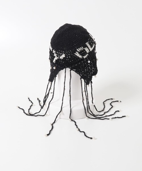 THE GOODLAND MARKET（ザグッドランドマーケット）の「old honey　58℃ KNIT CAP（ニットキャップ/ビーニー・レディース・BLACK/RED・Free）」の5枚目の写真