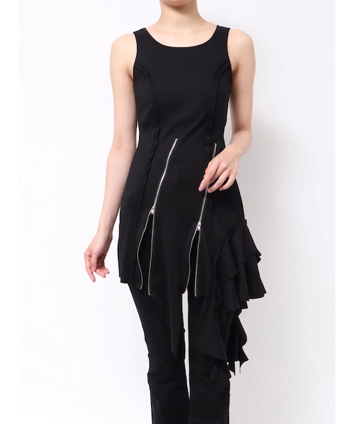 EVRIS（エヴリス）の「アシンメトリージップタンクワンピース（ワンピース・レディース・ホワイト/ブラック/カーキ・F）」の15枚目の写真