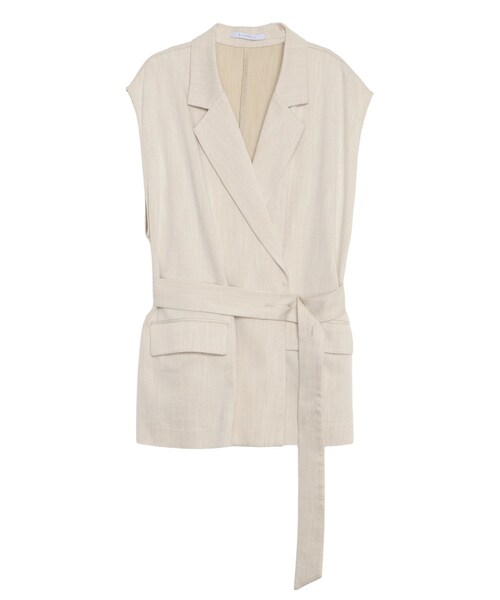ELENDEEK（エレンディーク）の「BELTED TAILORED GILET（テーラードジャケット・レディース・アイボリー/ネイビー・F）」の2枚目の写真